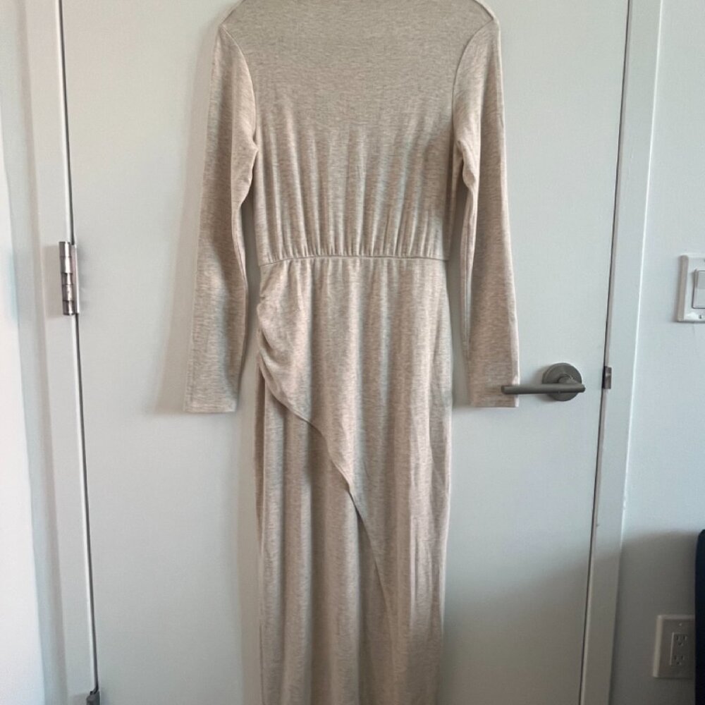 Modern Citizen Suki Mock-Neck Side-Slit Dress Oatmeal Size M - Picture 4 of 8